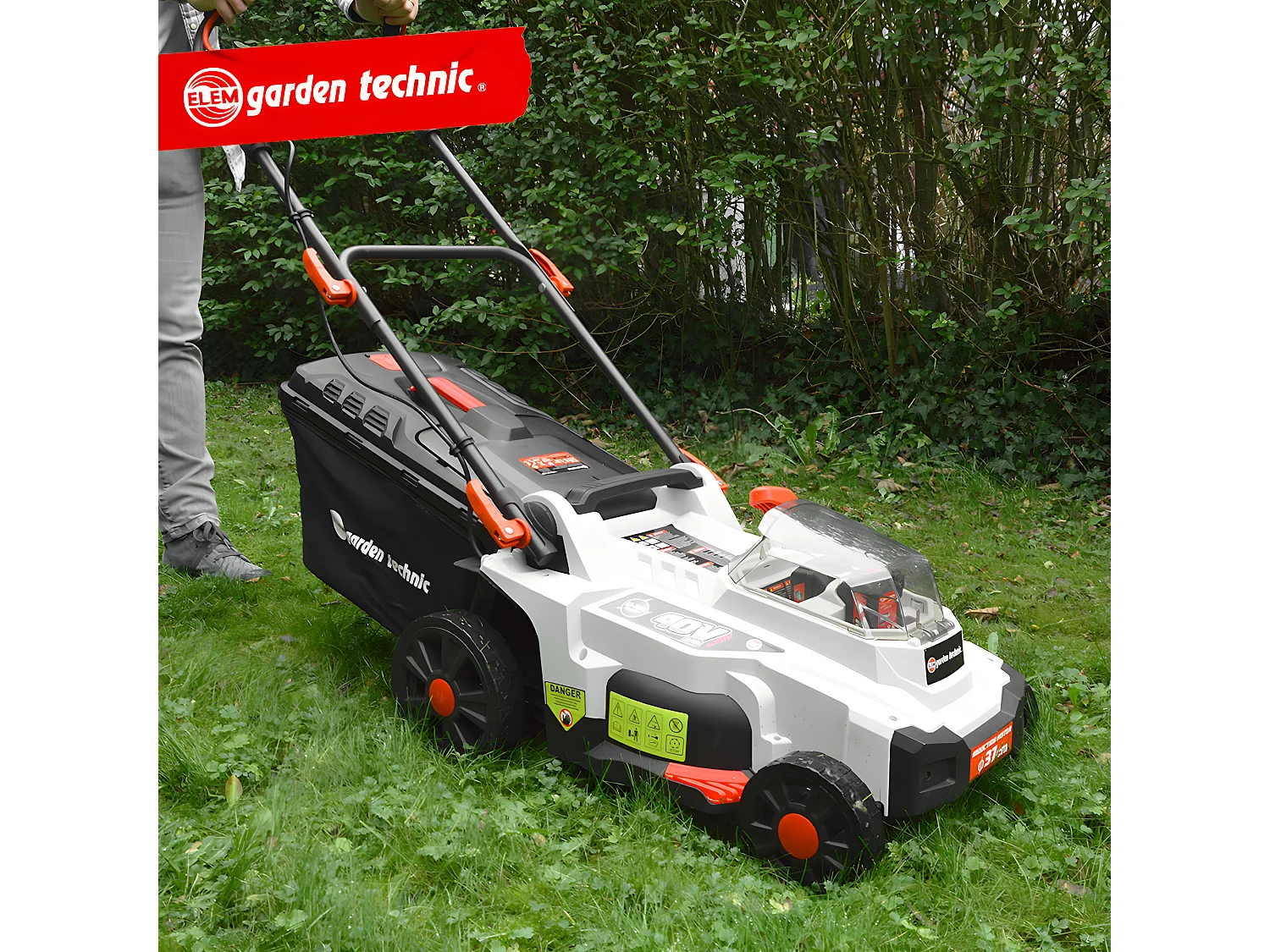Tondeuse rechargeable 40V (2x20V) 37cm - Batteries et chargeur fournis - Elem Garden
