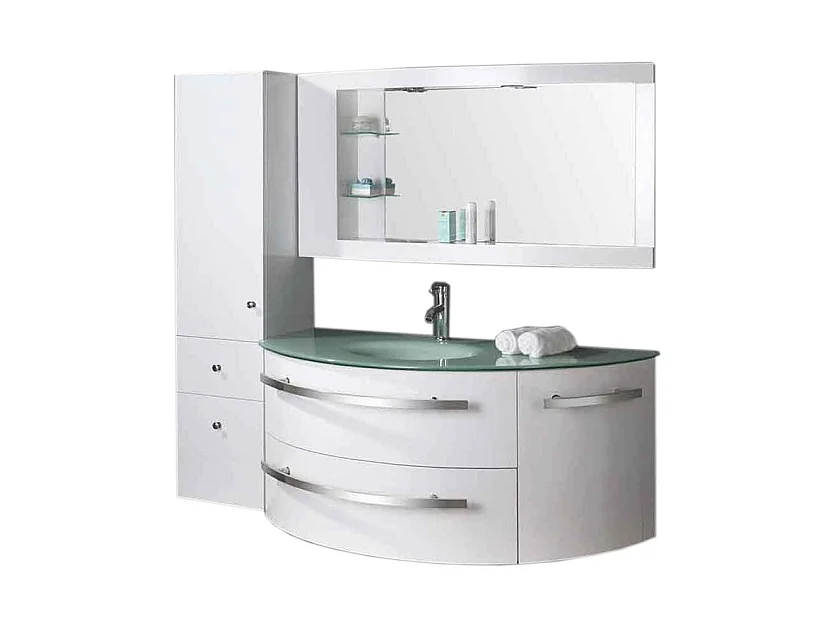 Badezimmer-Set 120 cm Weiß mit Säule und Waschbecken - Annabelle