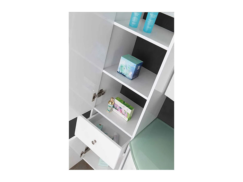 Badezimmer-Set 120 cm Weiß mit Säule und Waschbecken - Annabelle