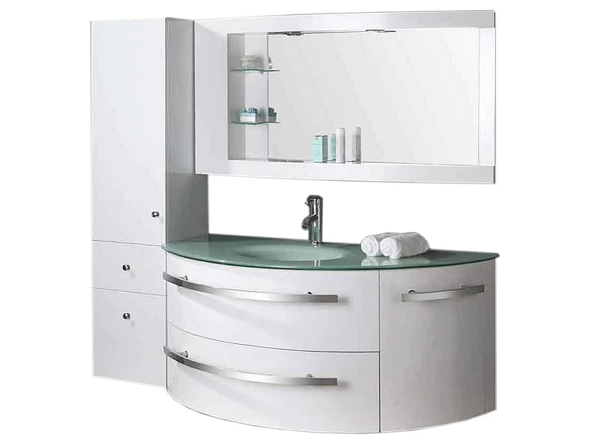 Badezimmer-Set 120 cm Weiß mit Säule und Waschbecken - Annabelle