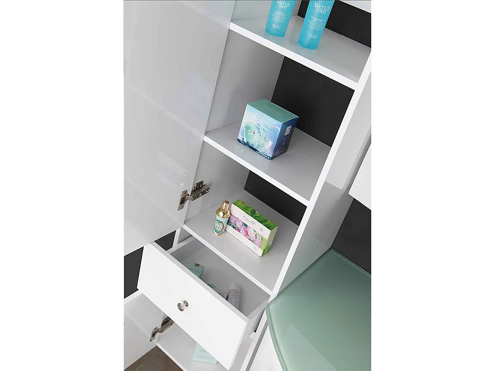 Badezimmer-Set 120 cm Weiß mit Säule und Waschbecken - Annabelle