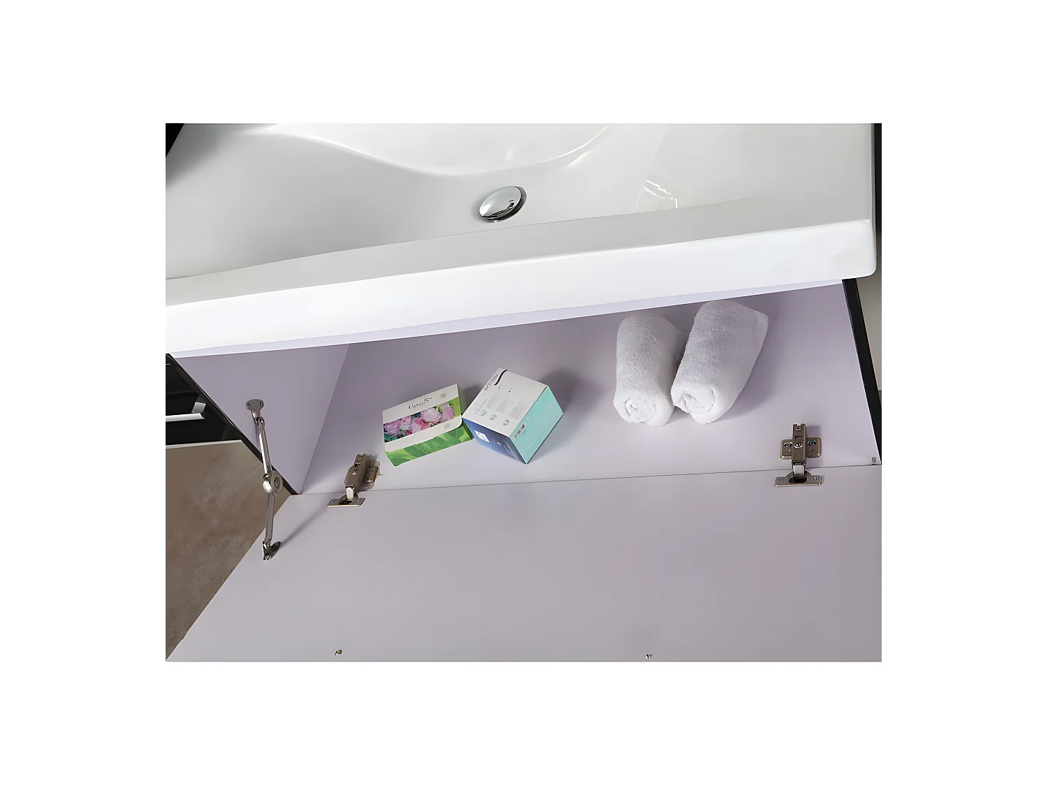 Mobile bagno nero 100 cm lavabo e colonna inclusi – Lise