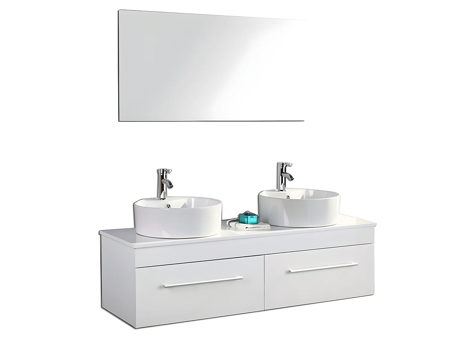 Meuble de Salle de Bain blanc 150 cm Lavabo inclus – Cecily