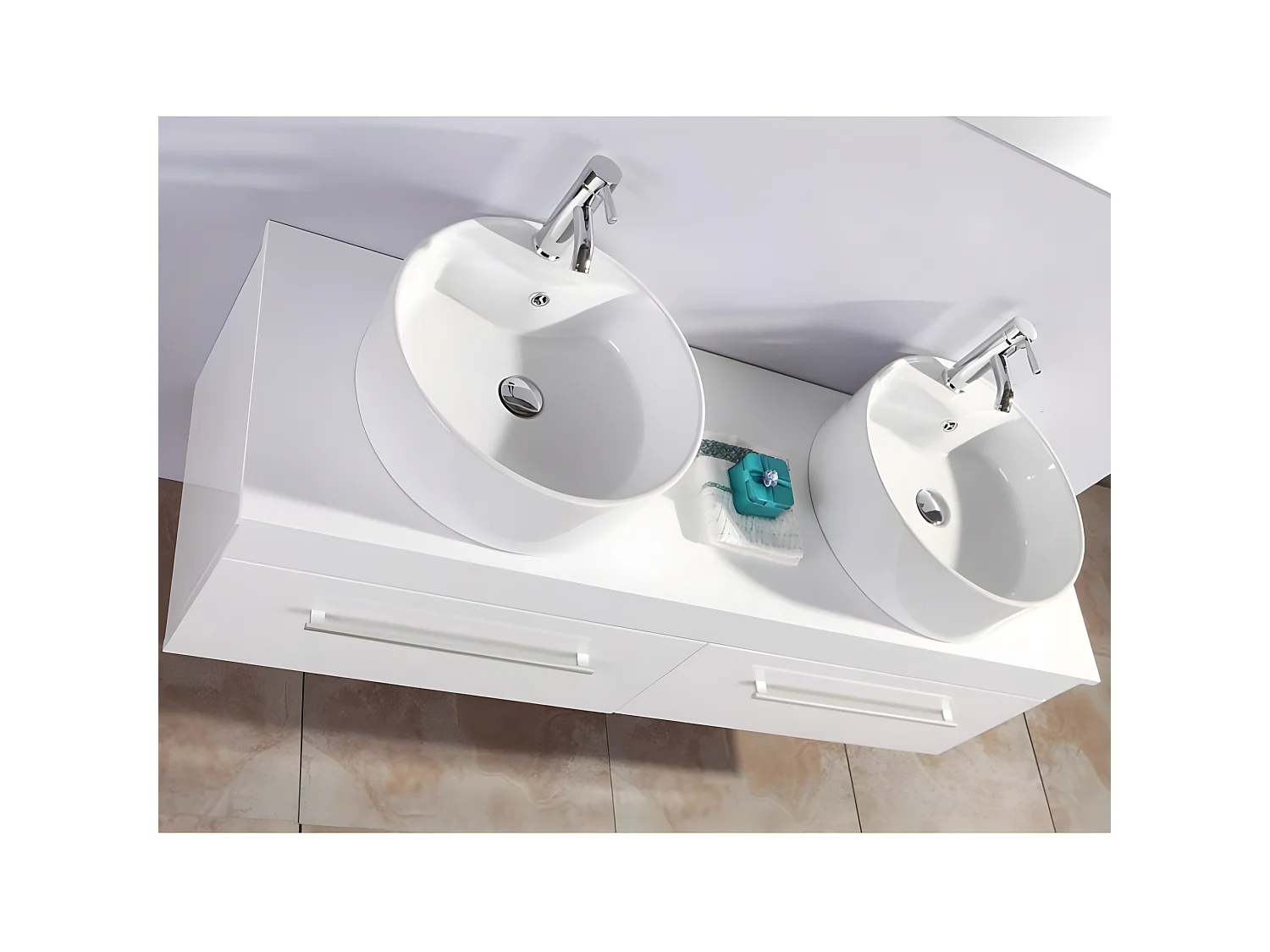 Meuble de Salle de Bain blanc 150 cm Lavabo inclus – Cecily