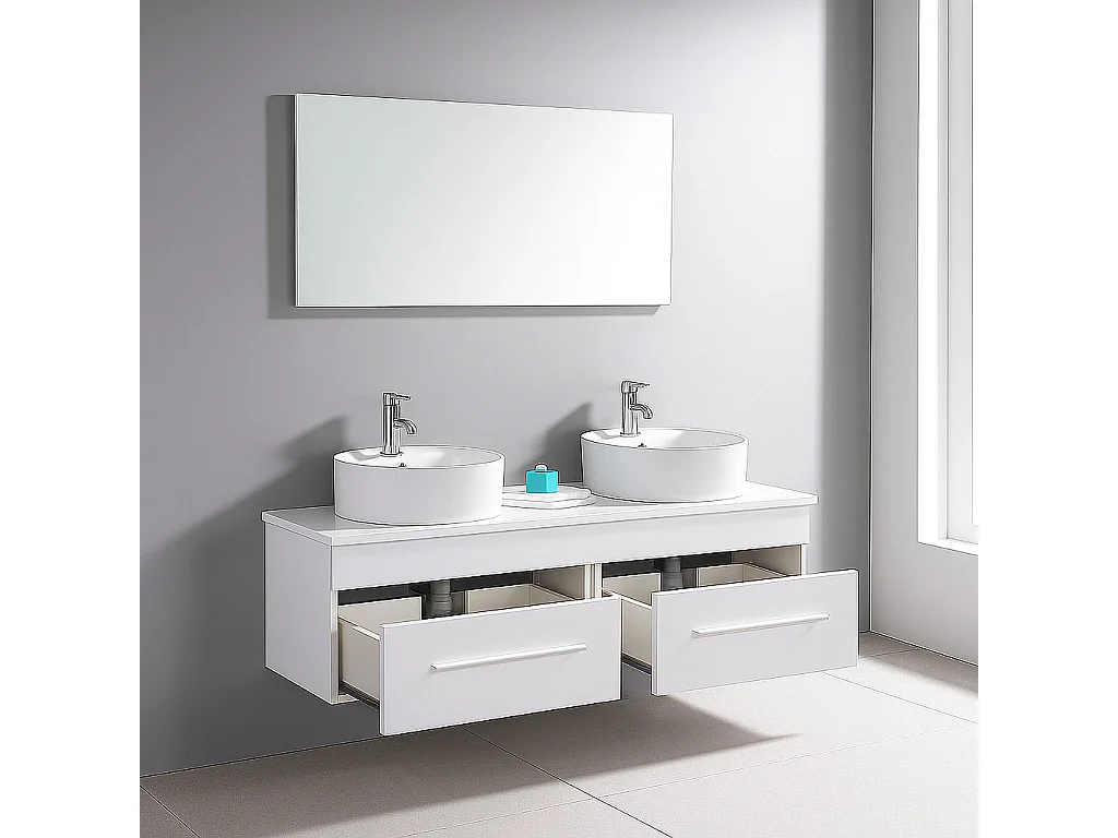 Wit badkamermeubel 150 cm Inclusief wastafel – Cecily
