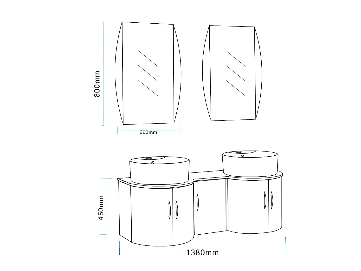 Móveis de banheiro branco 138 cm Lavatório incluído - Eloise
