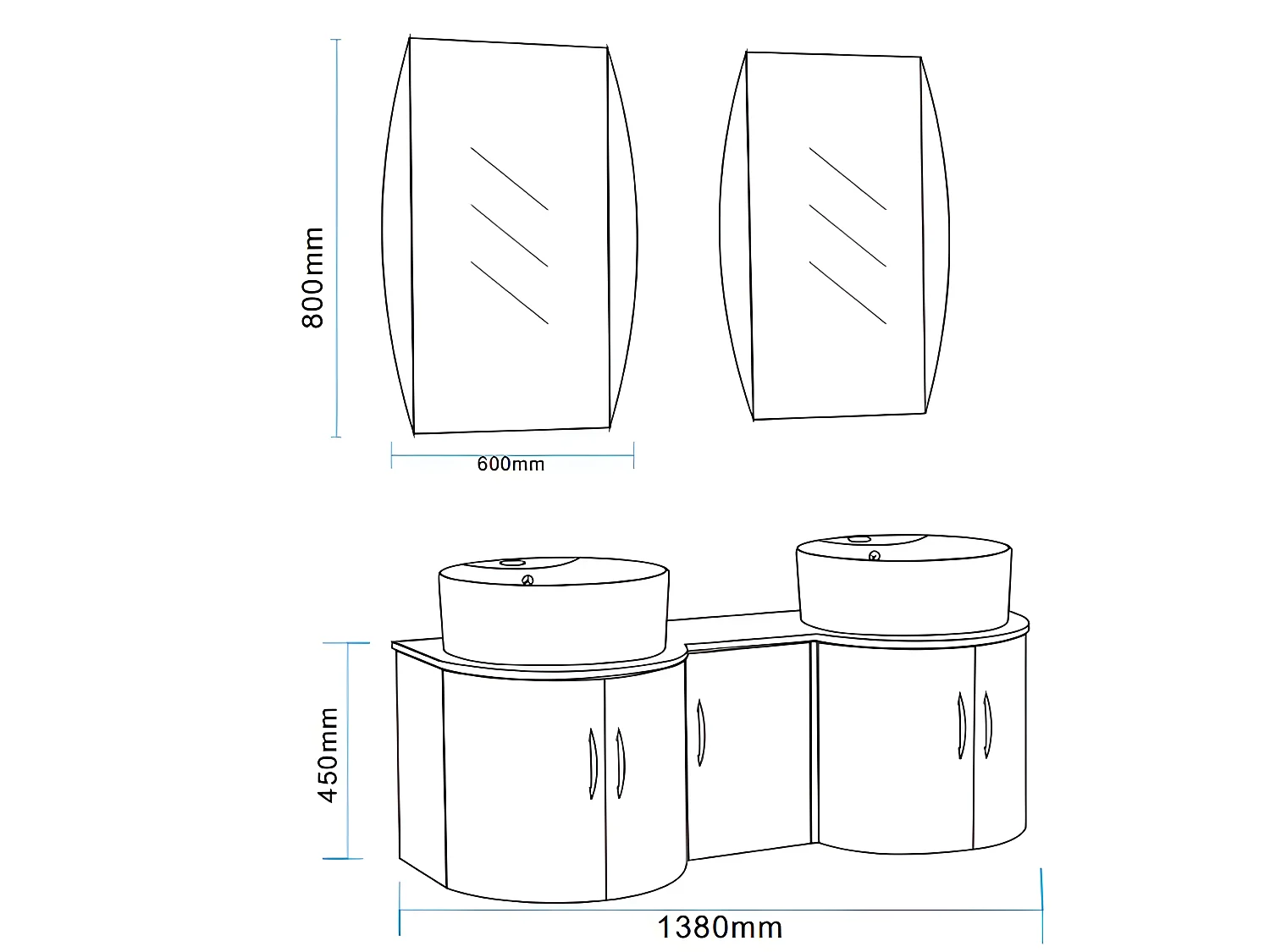 Meuble de Salle de Bain 138 cm Lavabo inclus – Eloise