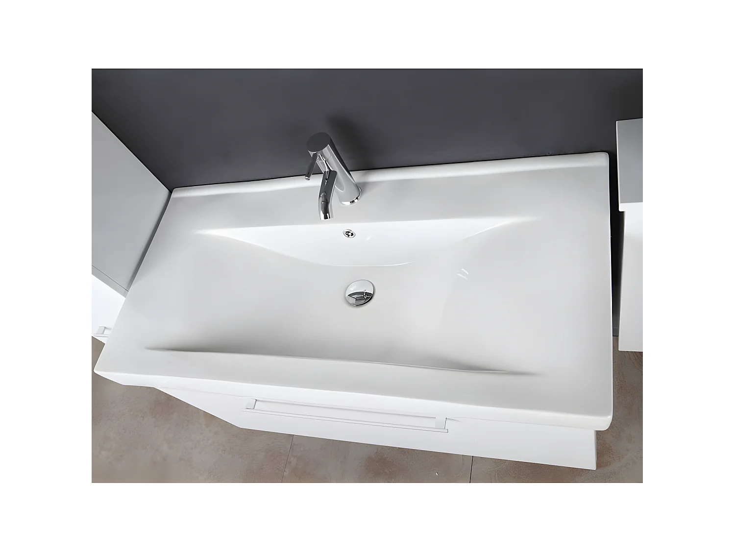 Meuble salle de bain 100 cm blanc lavabo et colonnes compris – Maris