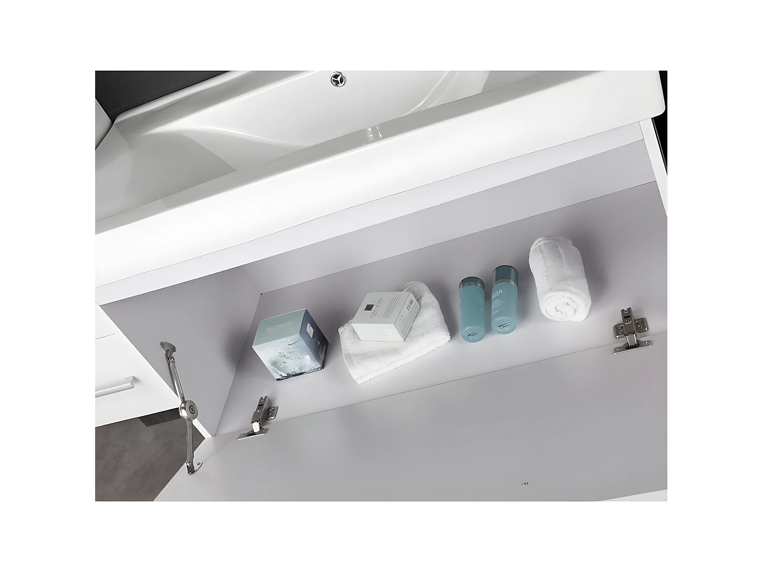 Meuble salle de bain 100 cm blanc lavabo et colonnes compris – Maris