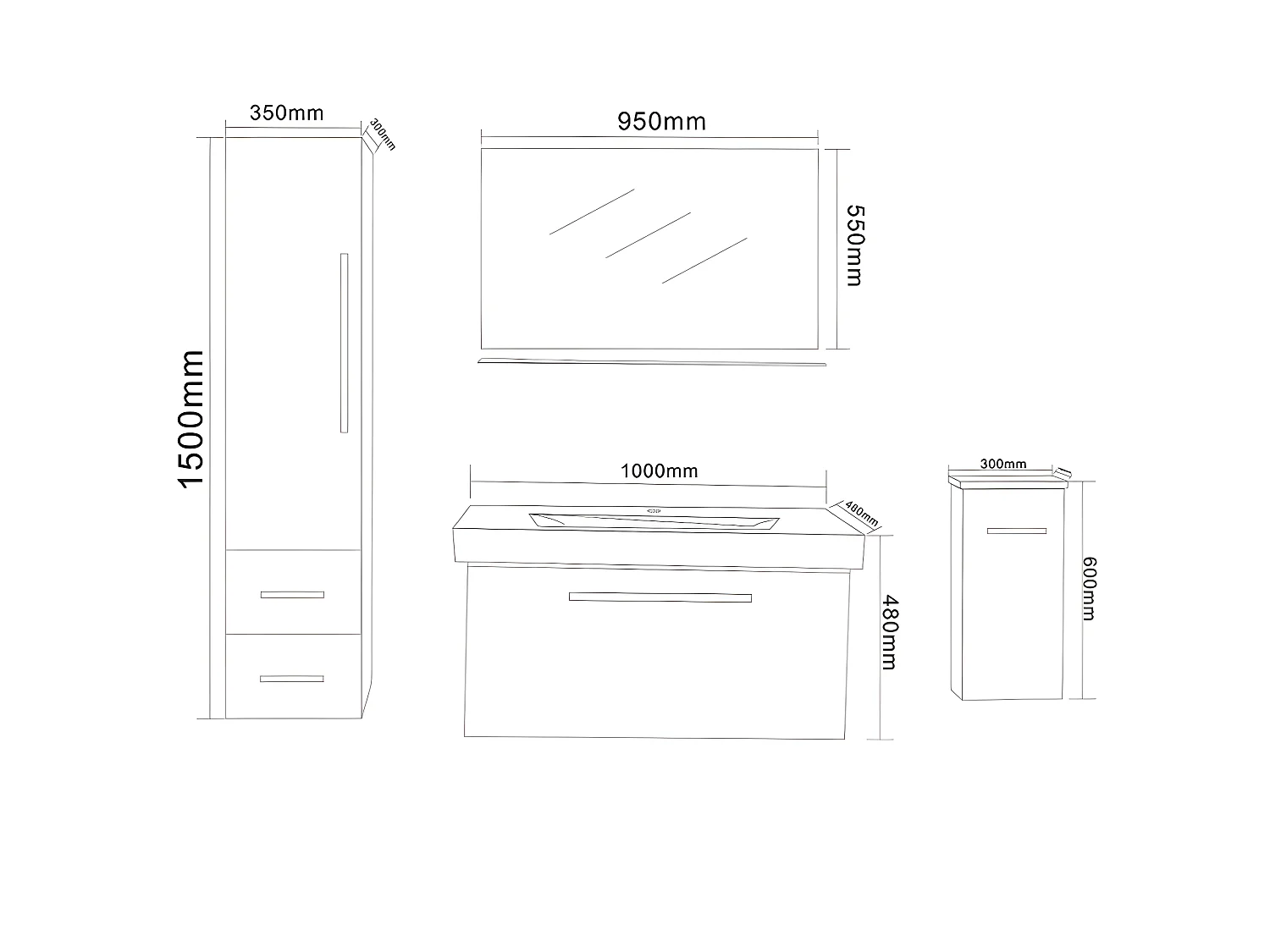 Meuble salle de bain 100 cm blanc lavabo et colonnes compris – Maris