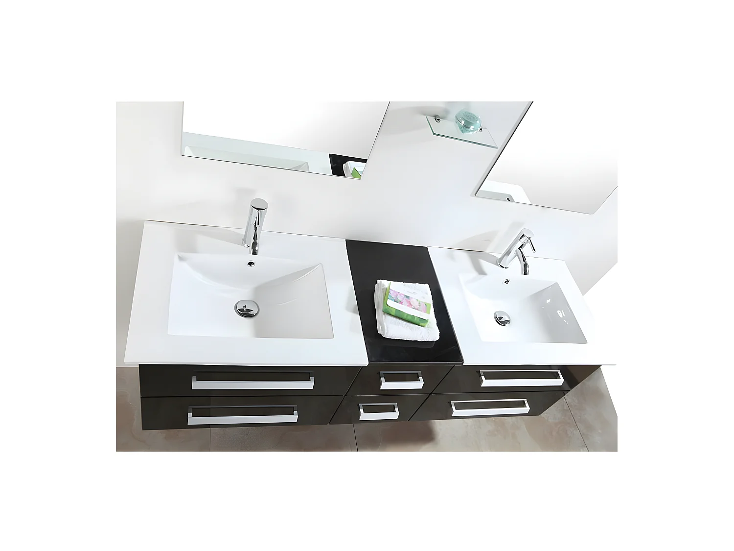 Meuble de Salle de Bain noir 150 cm Lavabo inclus – Isabel