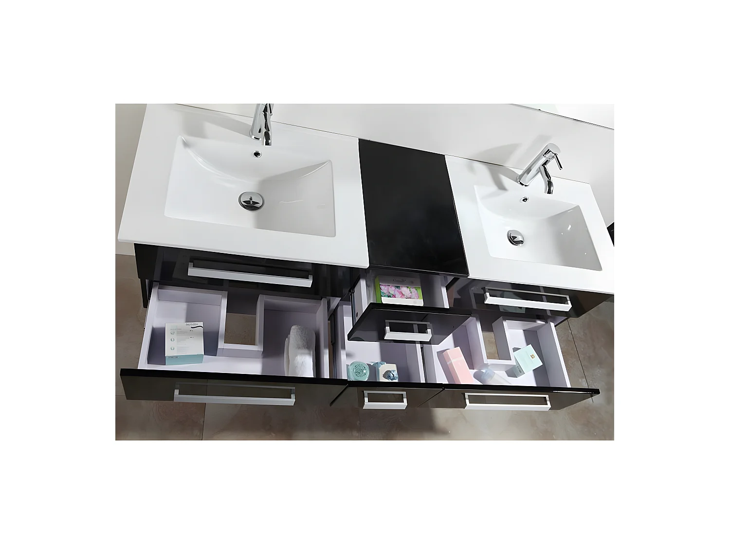 Meuble de Salle de Bain noir 150 cm Lavabo inclus – Isabel