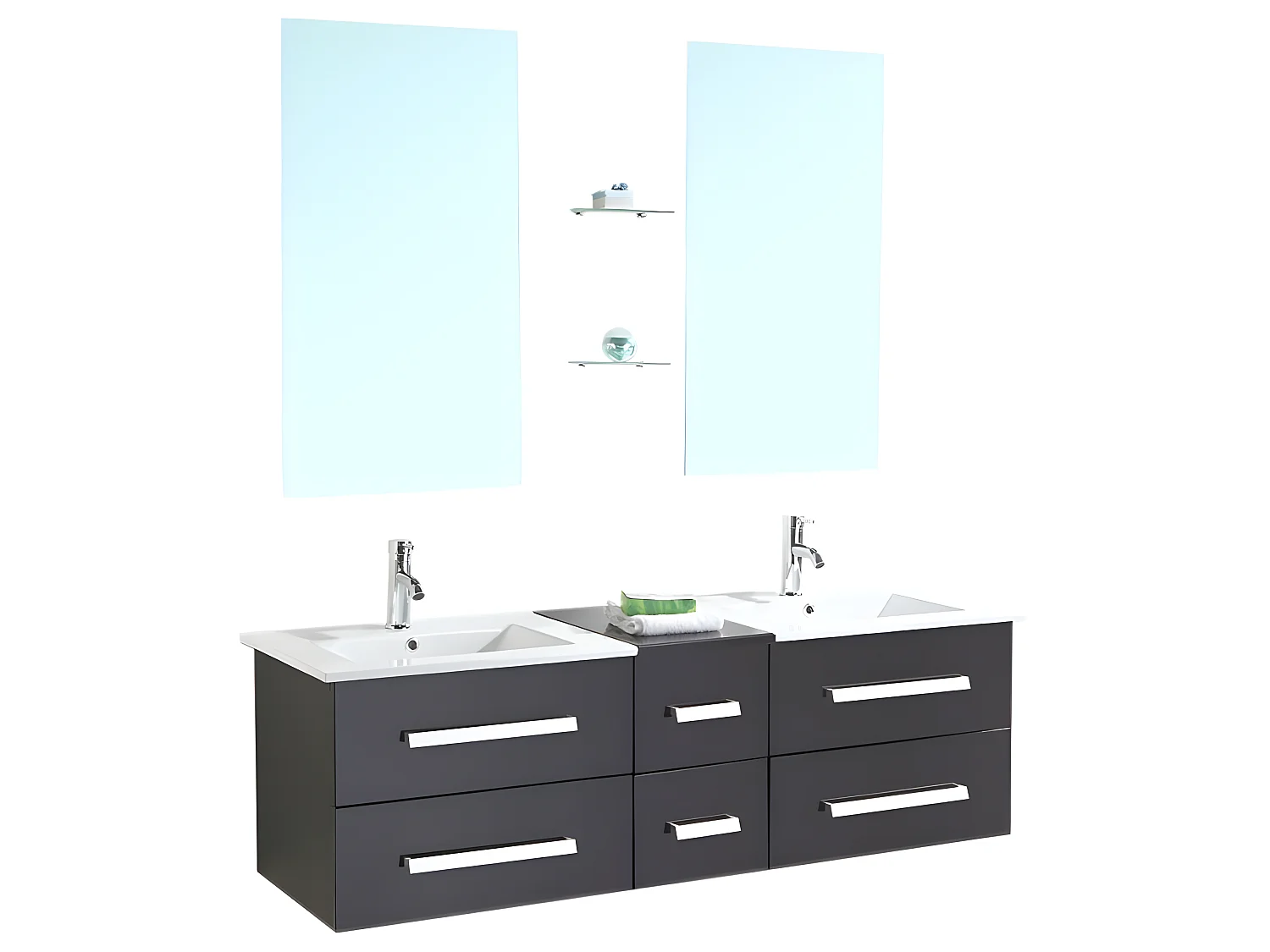 Meuble de Salle de Bain noir 150 cm Lavabo inclus – Isabel