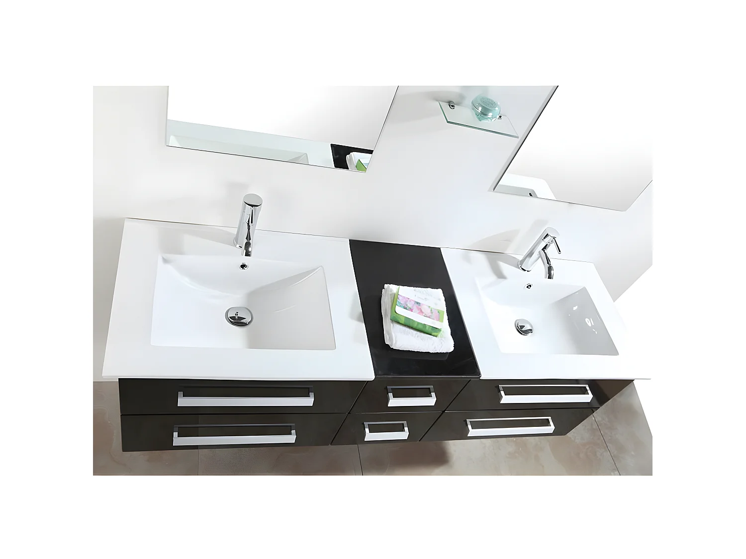 Meuble de Salle de Bain noir 150 cm Lavabo inclus – Isabel