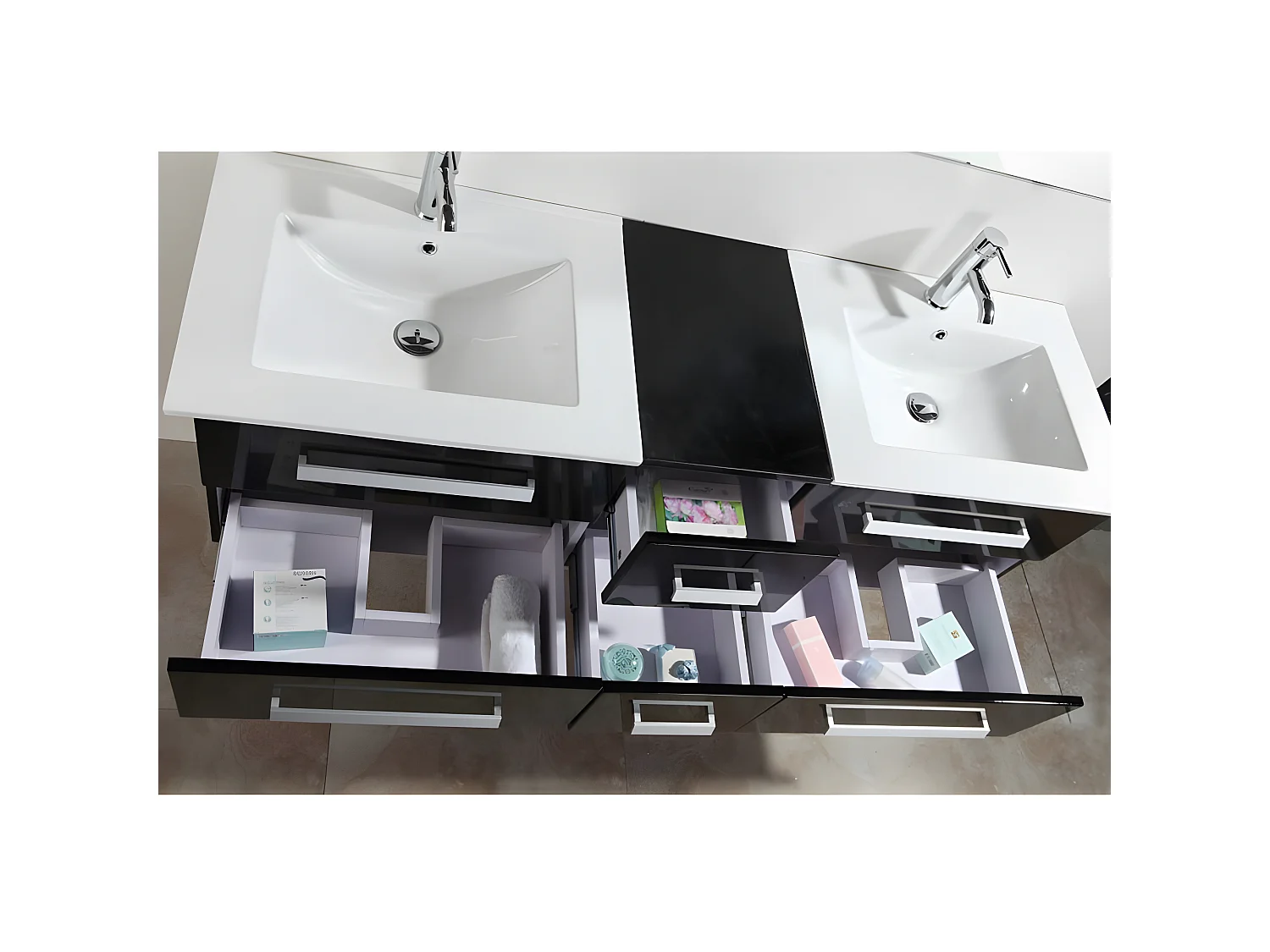 Meuble de Salle de Bain noir 150 cm Lavabo inclus – Isabel