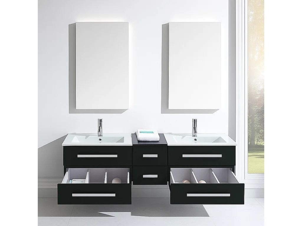 Black Bathroom Vanity Unit 150 cm with Basin Included – Isabel