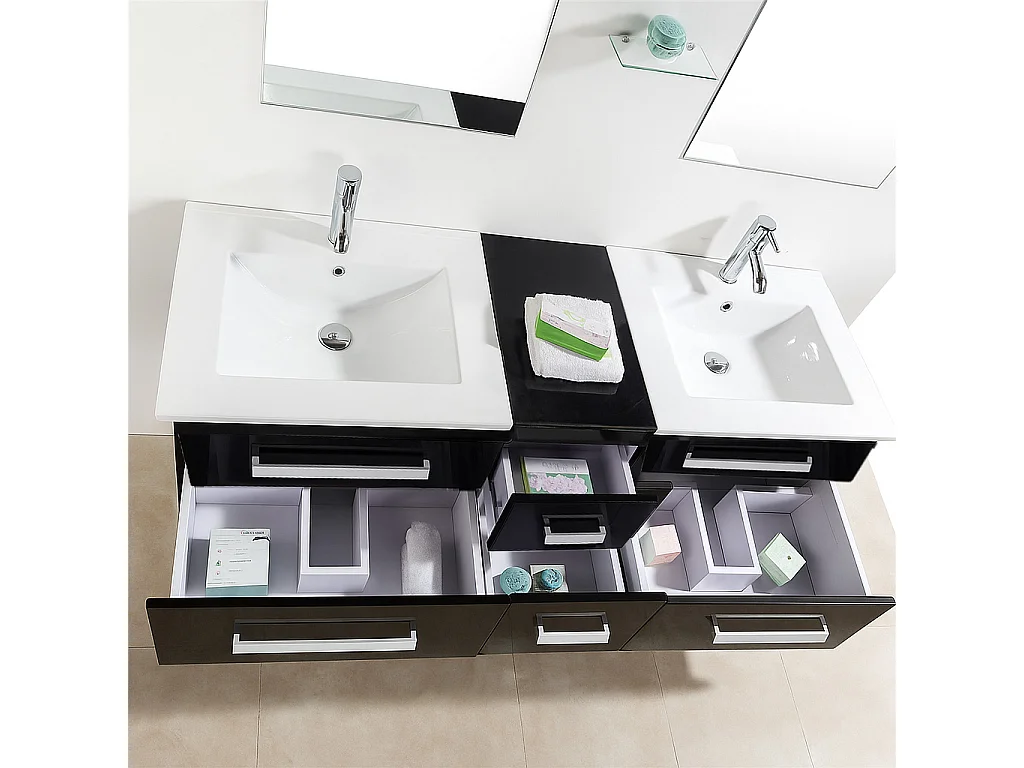 Black Bathroom Vanity Unit 150 cm with Basin Included – Isabel