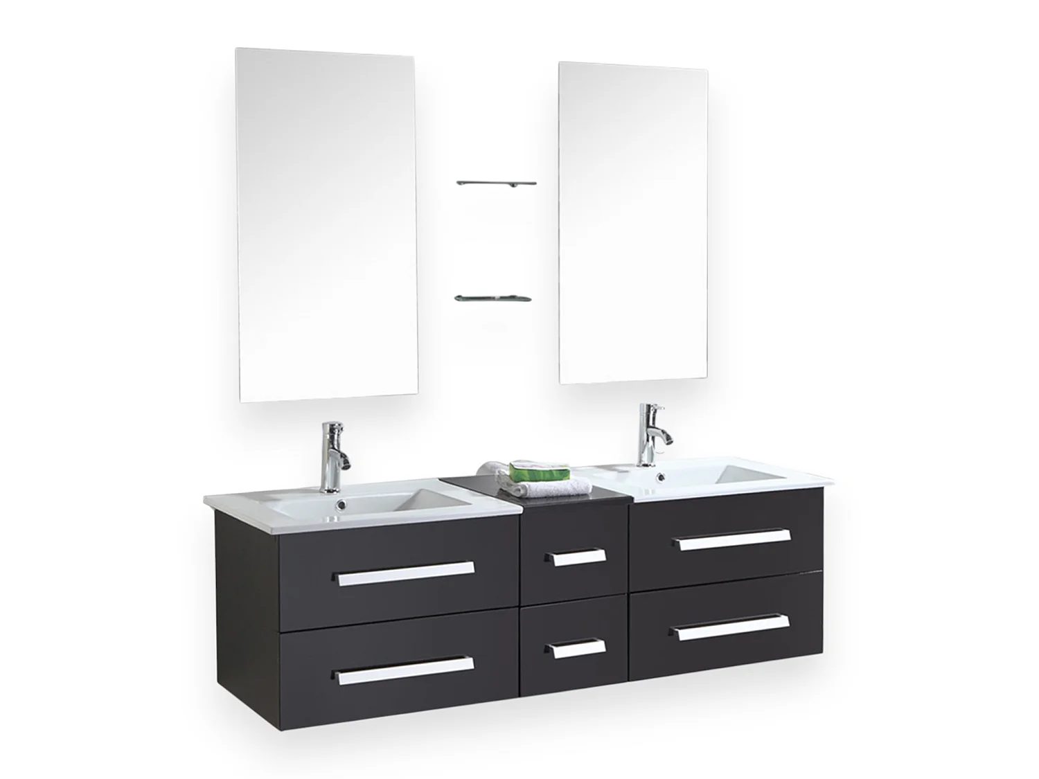 Black Bathroom Vanity Unit 150 cm with Basin Included – Isabel