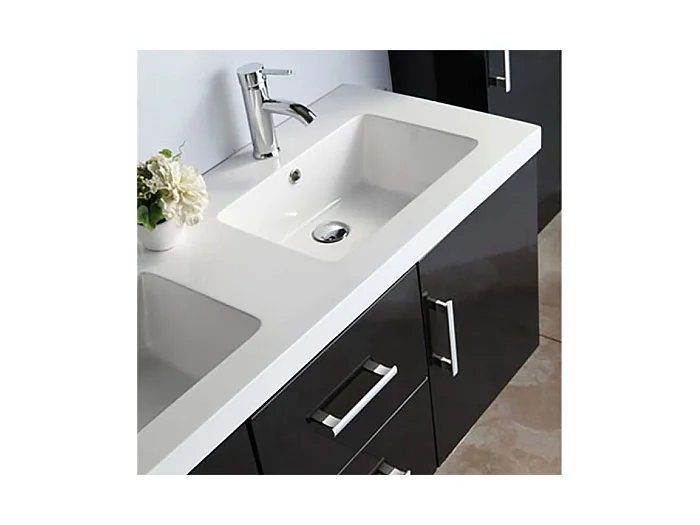 Badezimmer-Set 120 cm Schwarz mit Säule und Waschbecken - Estelle