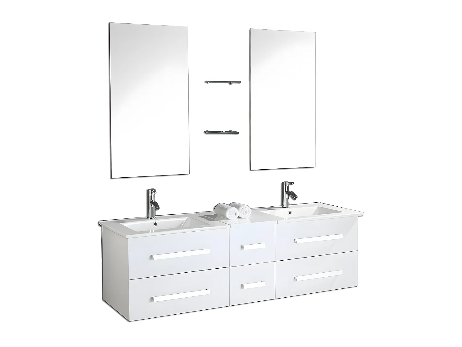 Meuble de Salle de Bain blanc 150 cm Lavabo inclus – Janel
