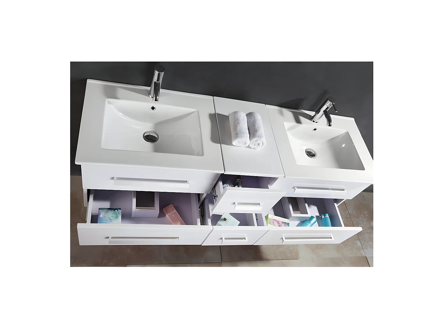 Meuble de Salle de Bain blanc 150 cm Lavabo inclus – Janel