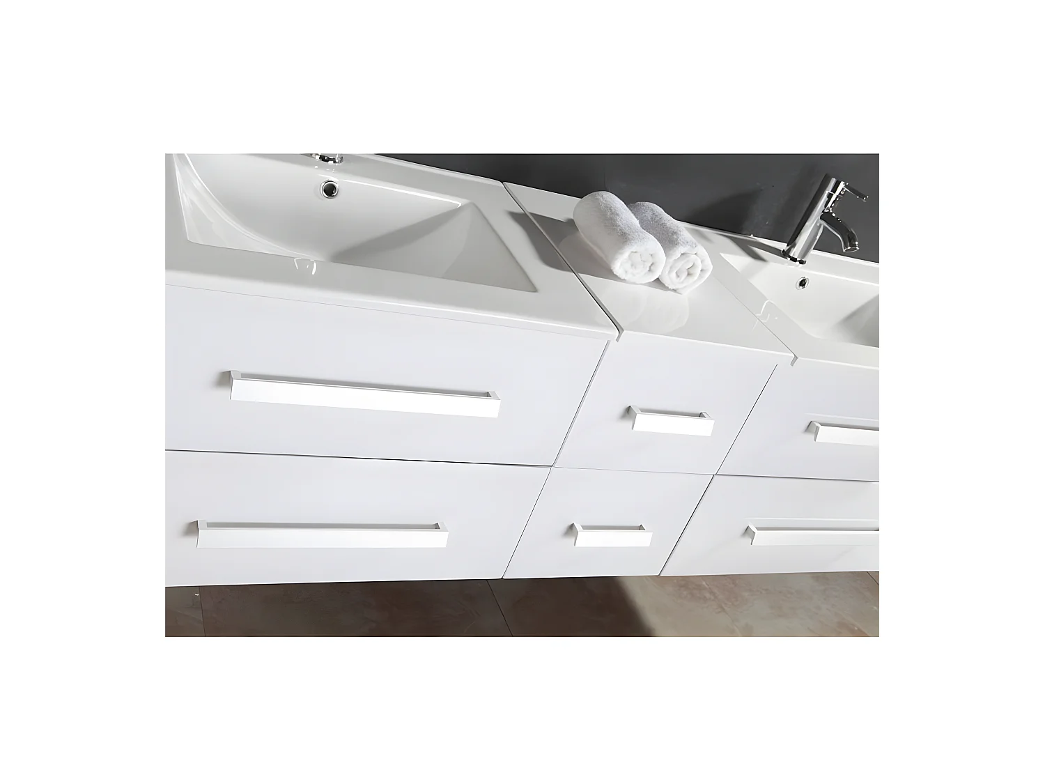 Meuble de Salle de Bain blanc 150 cm Lavabo inclus – Janel