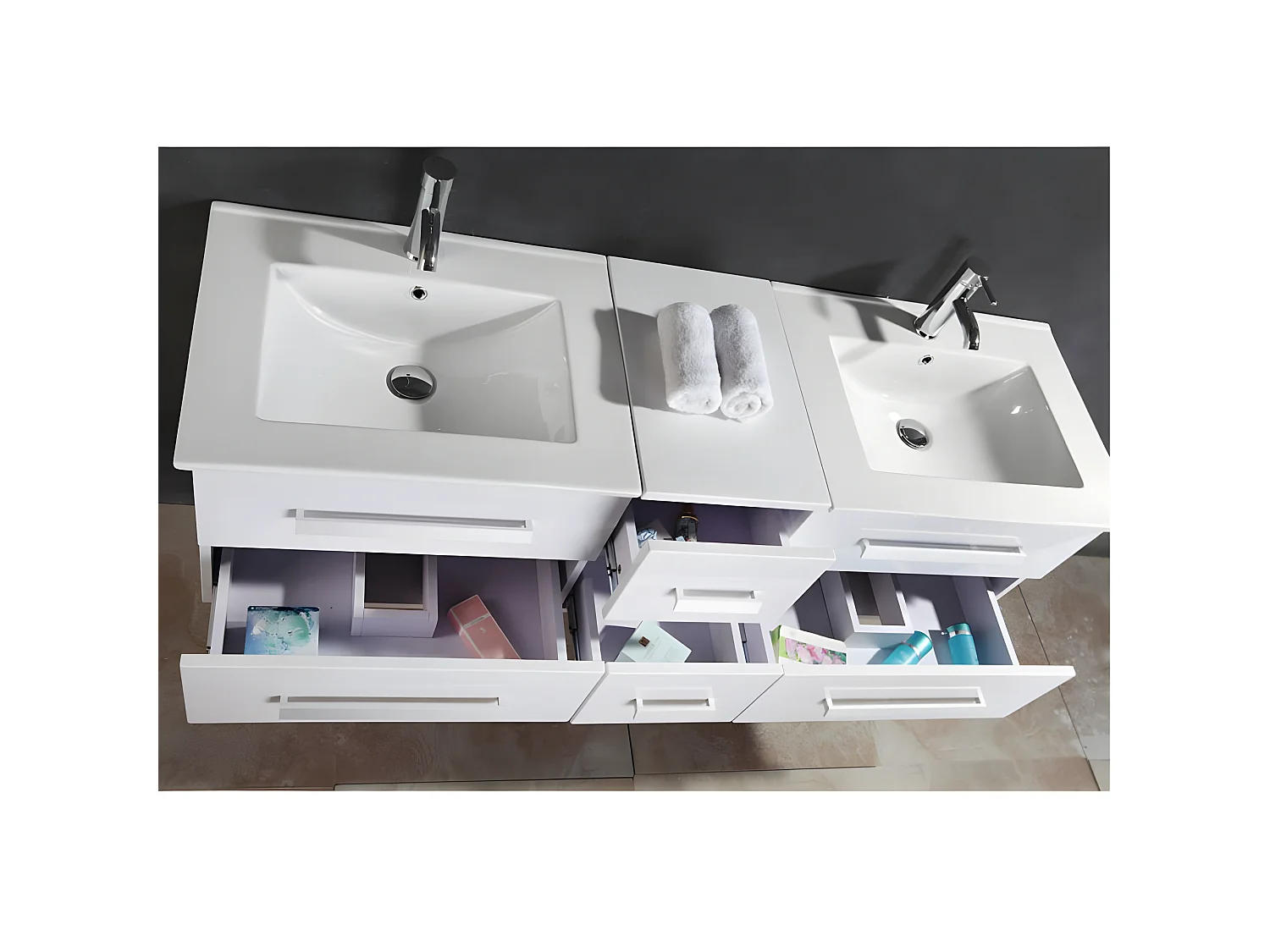 Meuble de Salle de Bain blanc 150 cm Lavabo inclus – Janel