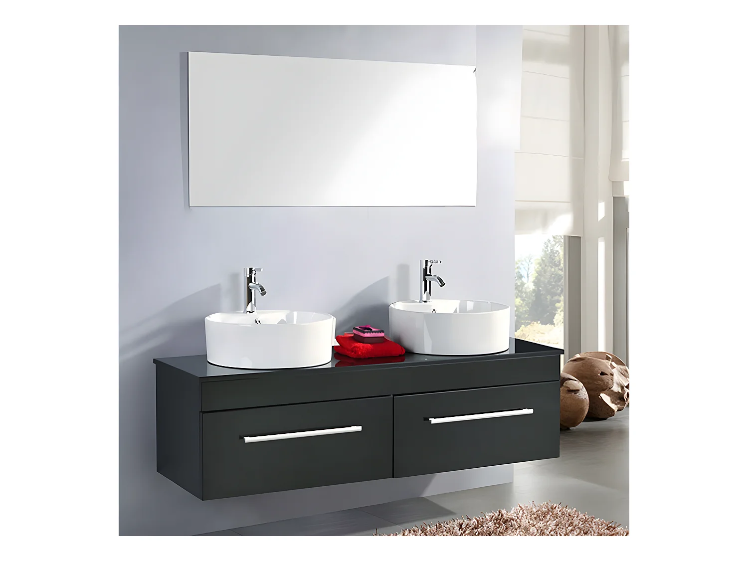 Mobile Bagno Nero 150 cm Lavabo Incluso – Carrie