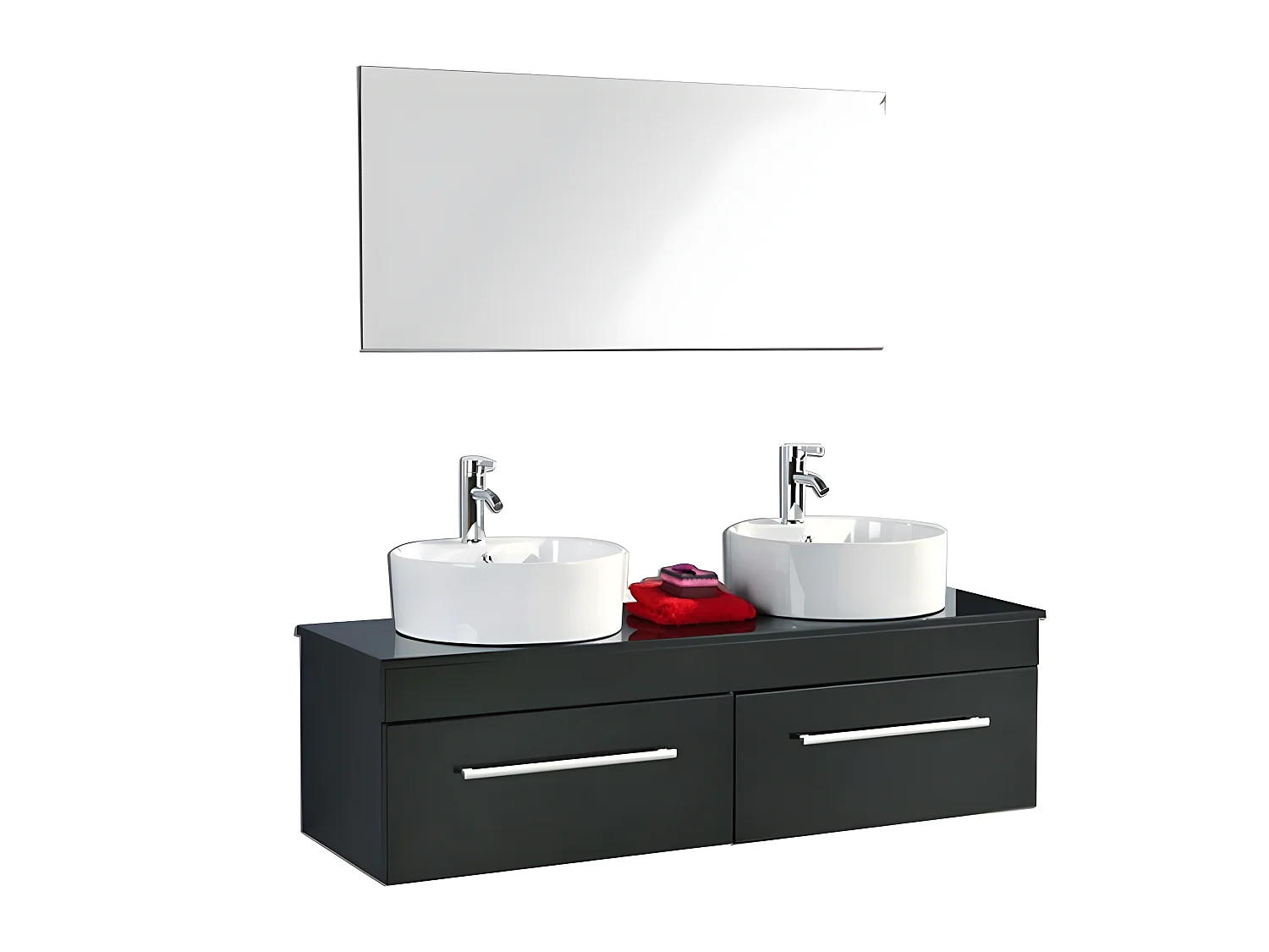 Meuble de Salle de Bain noir 150 cm Lavabo inclus – Carrie