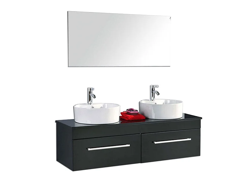 Meuble de Salle de Bain noir 150 cm Lavabo inclus – Carrie