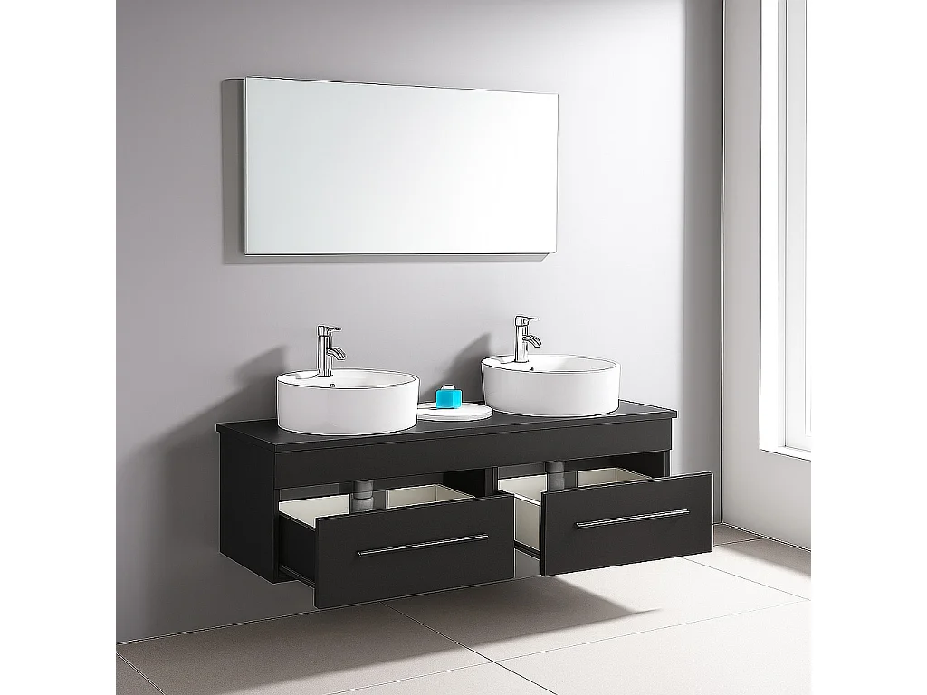 Black Bathroom Vanity Unit 150 cm with Basin Included – Carrie