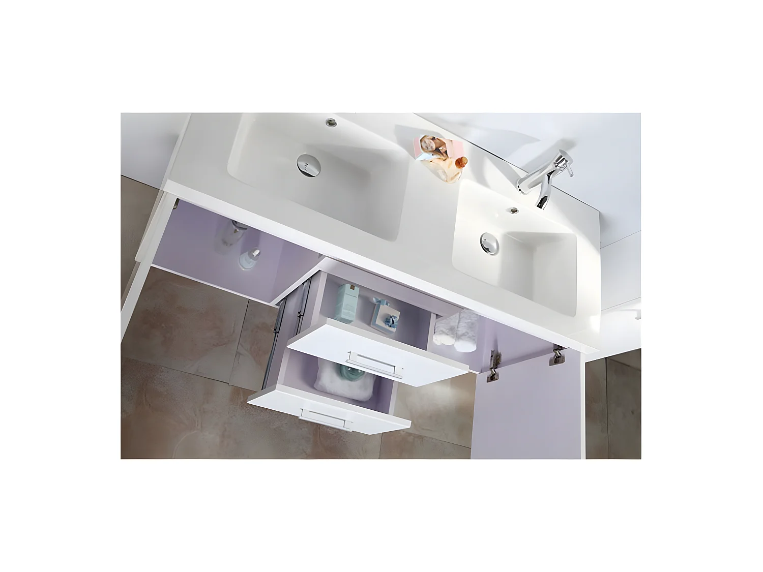 Mobile Bagno Bianco Colonna 120 cm e Lavabo inclusi - Emily