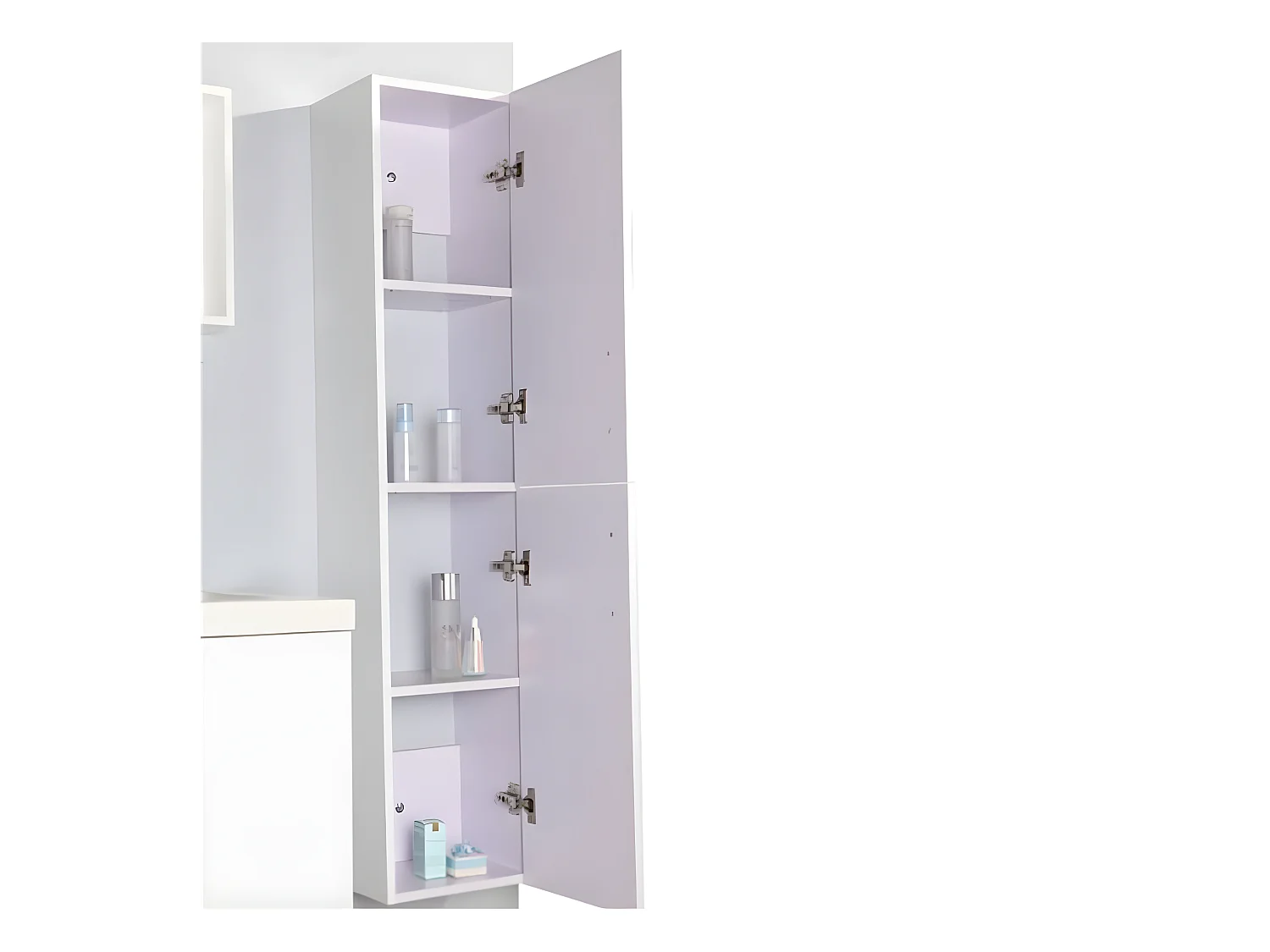 Mobile Bagno Bianco Colonna 120 cm e Lavabo inclusi - Emily
