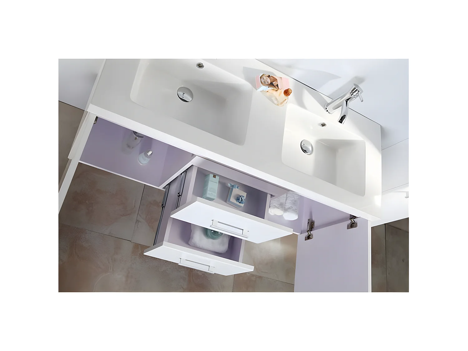 Wit badkamermeubel 120 cm inclusief kolom en wastafel - Emily