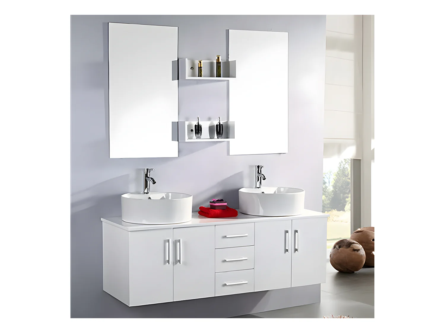 Wit badkamermeubel 150 cm Inclusief wastafel – Hallie