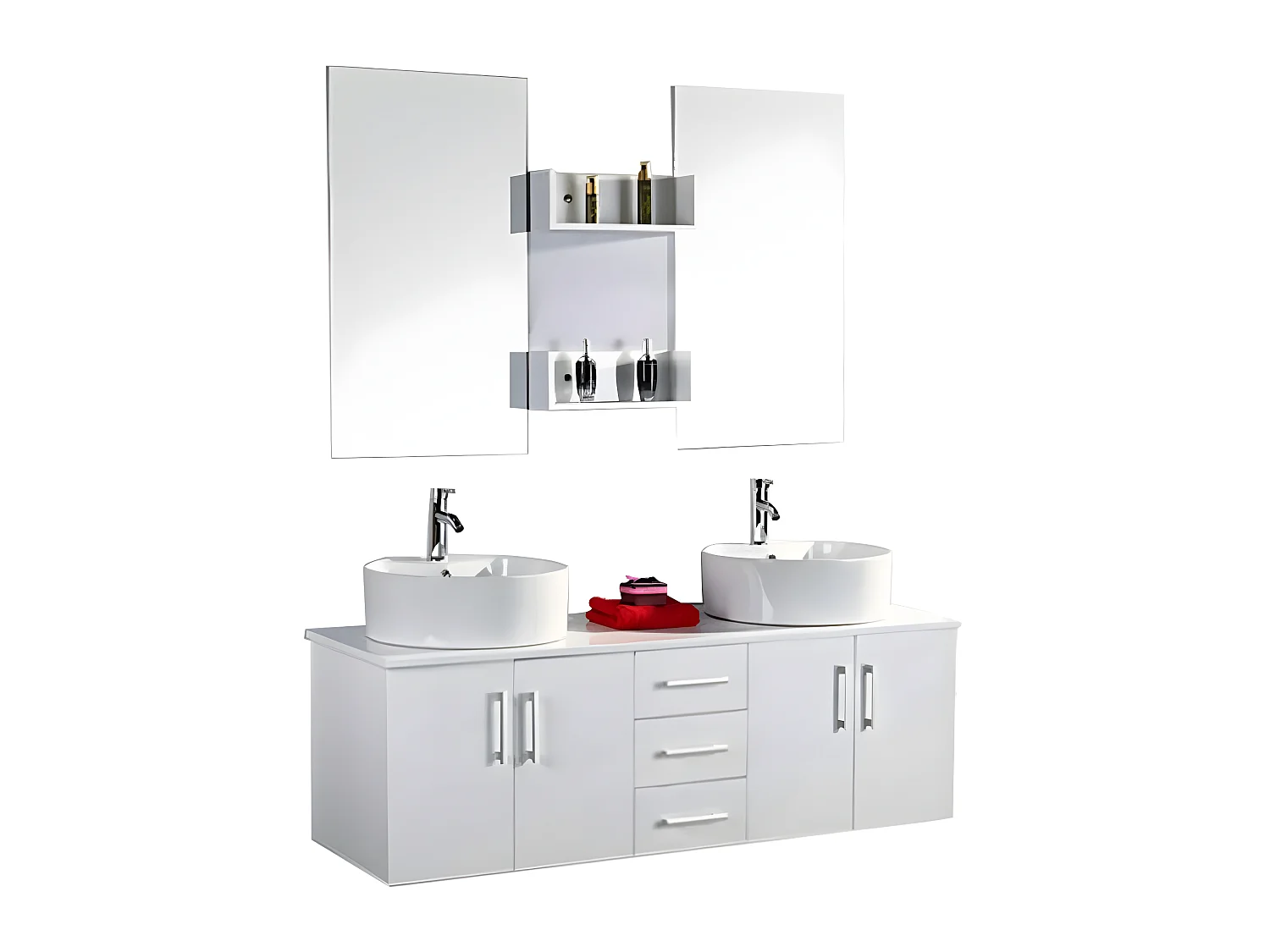 Meuble de Salle de Bain blanc 150 cm Lavabo inclus – Hallie