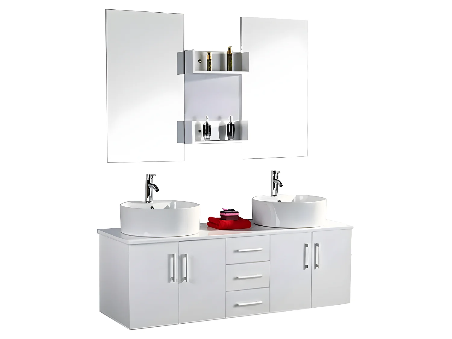 Meuble de Salle de Bain blanc 150 cm Lavabo inclus – Hallie