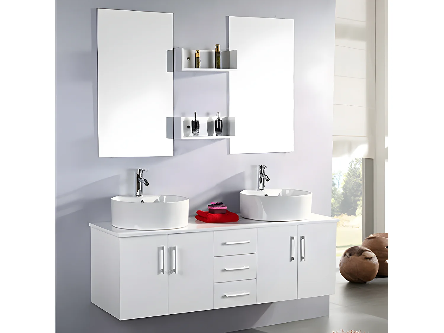 Meuble de Salle de Bain blanc 150 cm Lavabo inclus – Hallie