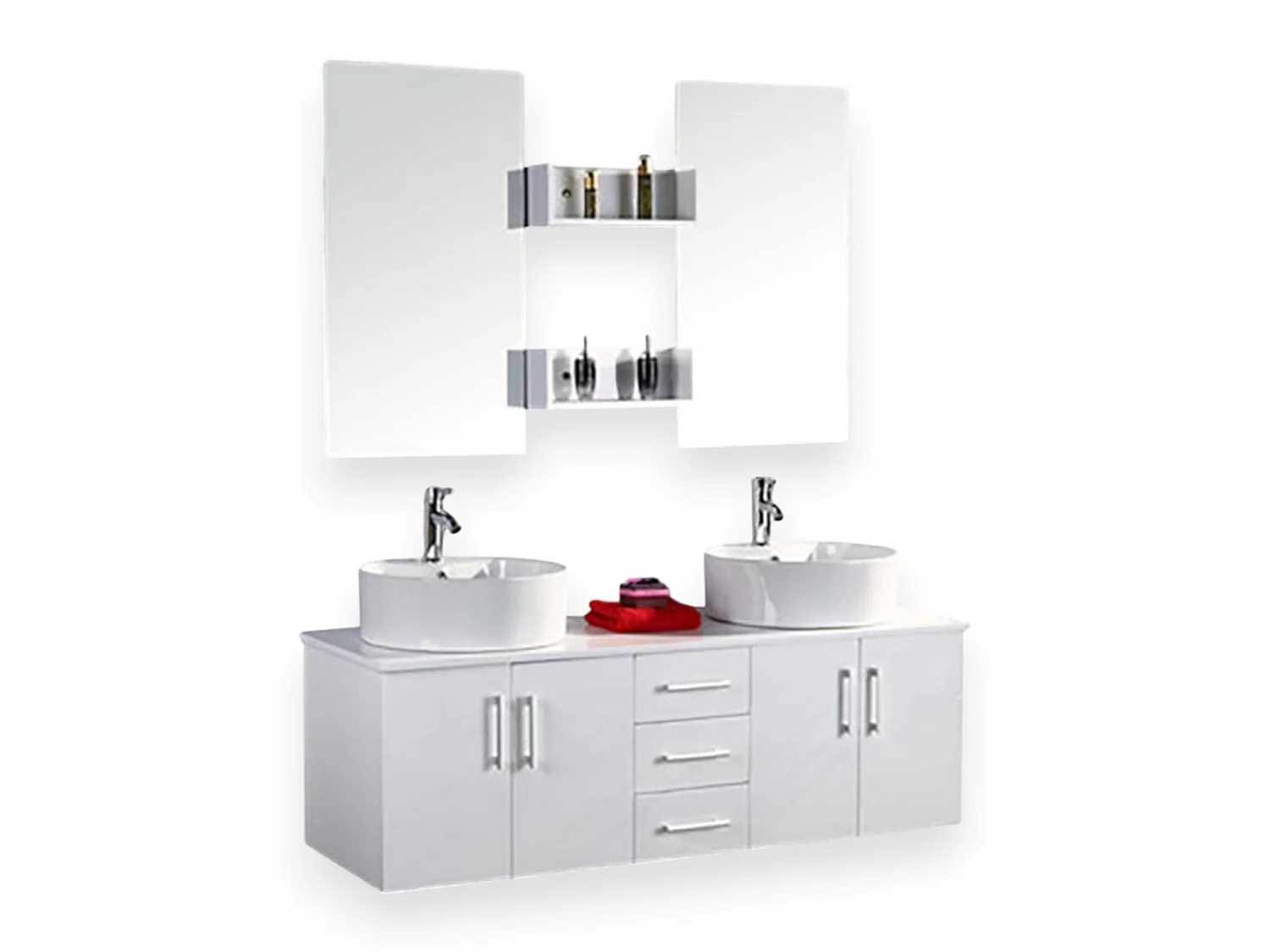 White Bathroom Vanity Unit 150 cm with Basin Included – Hallie