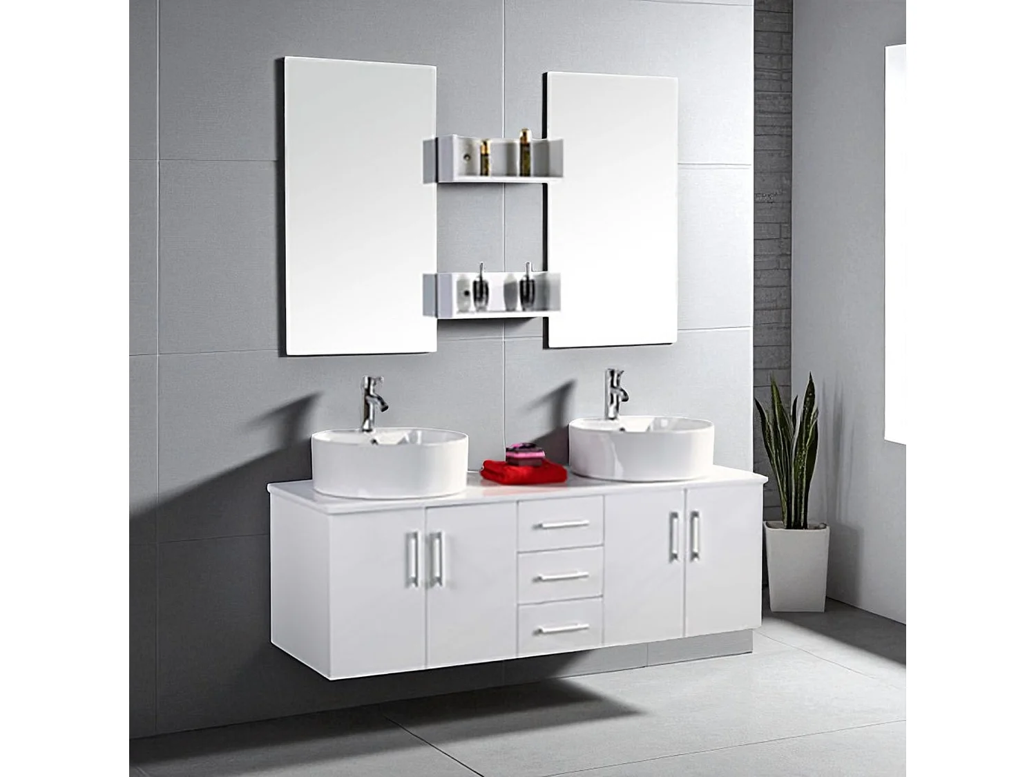 White Bathroom Vanity Unit 150 cm with Basin Included – Hallie