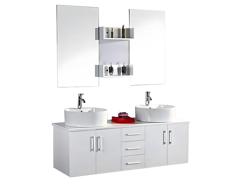 Meuble de Salle de Bain blanc 150 cm Lavabo inclus – Hallie