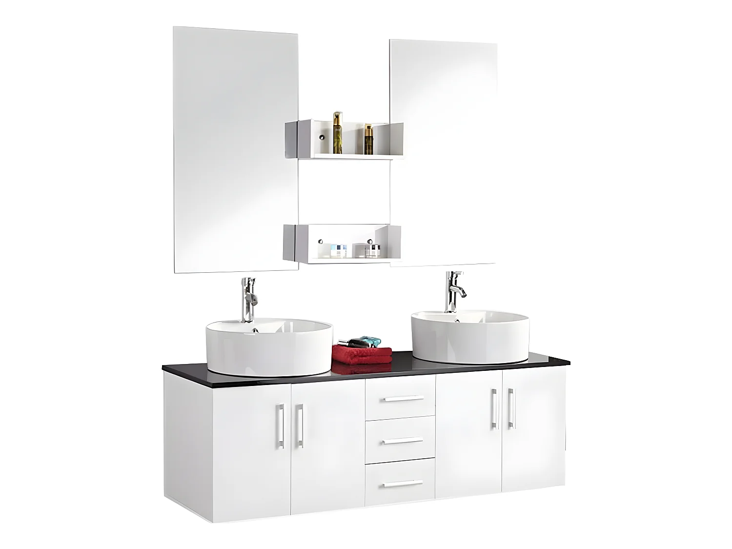 Badezimmer-Set 150 cm Weiß Waschbecken inklusive - Holly