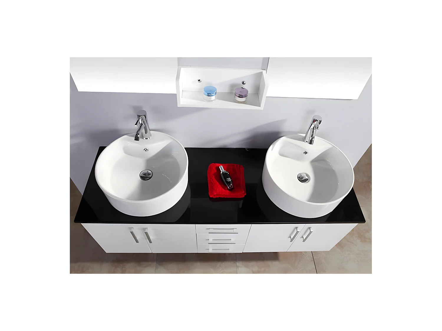 Badezimmer-Set 150 cm Weiß Waschbecken inklusive - Holly