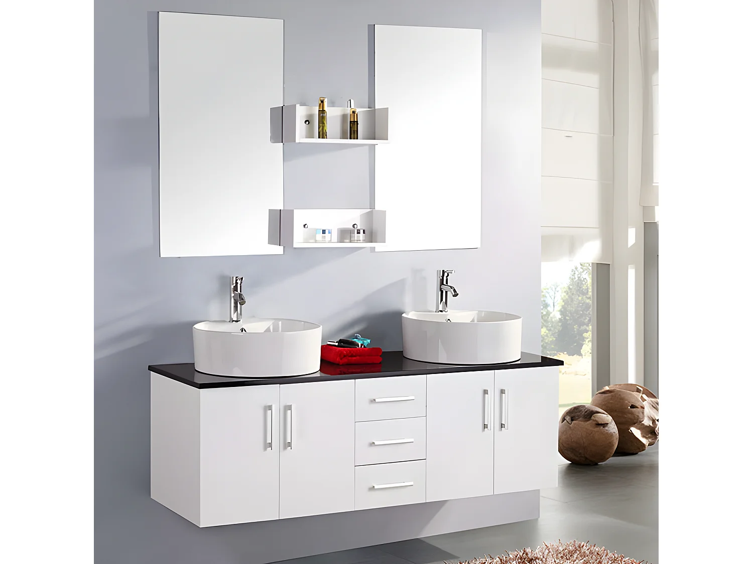 Meuble de Salle de Bain blanc 150 cm Lavabo inclus – Holly
