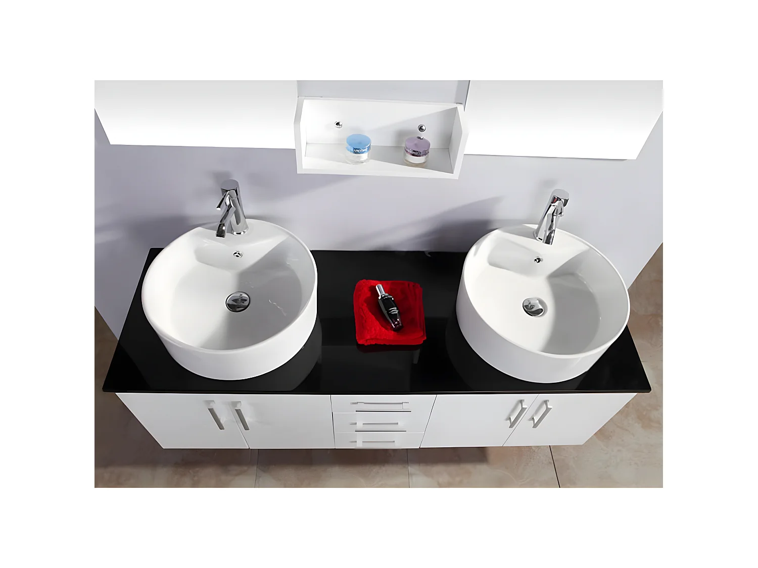 Meuble de Salle de Bain blanc 150 cm Lavabo inclus – Holly