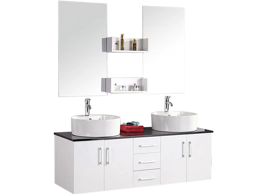 Meuble de Salle de Bain blanc 150 cm Lavabo inclus – Holly
