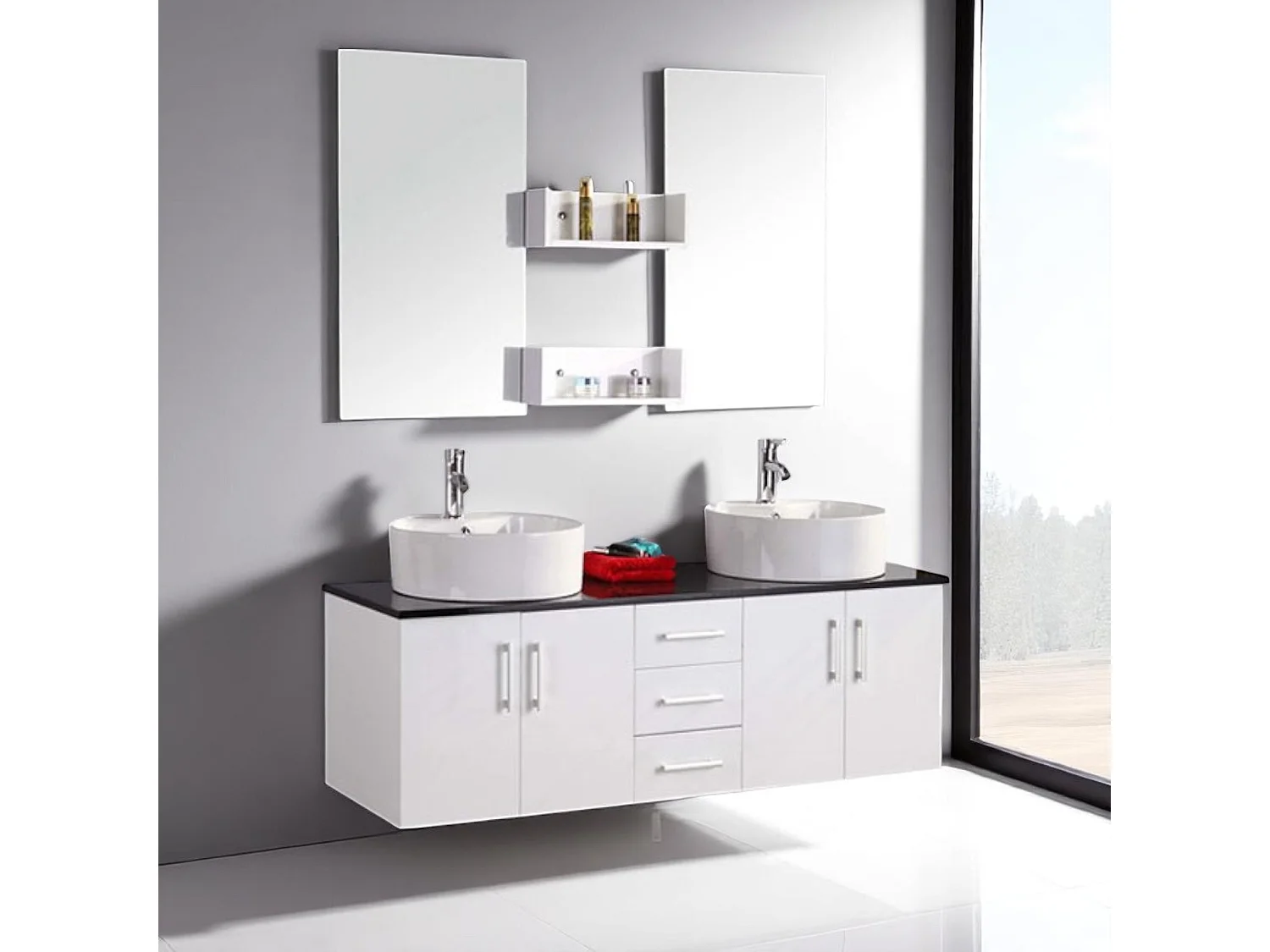 Meuble de Salle de Bain blanc 150 cm Lavabo inclus – Holly