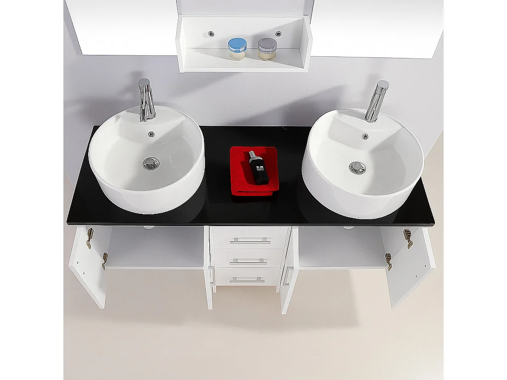 Meuble de Salle de Bain blanc 150 cm Lavabo inclus – Holly