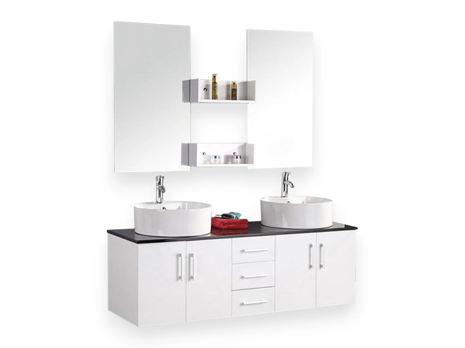 White Bathroom Vanity Unit 150 cm with Basin Included – Holly