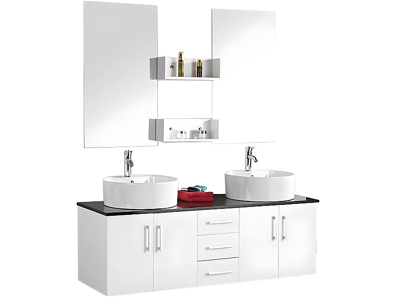 Meuble de Salle de Bain blanc 150 cm Lavabo inclus – Holly